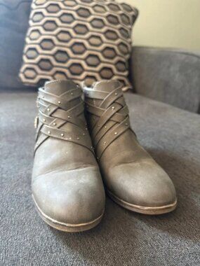 Grey Buckle Booties